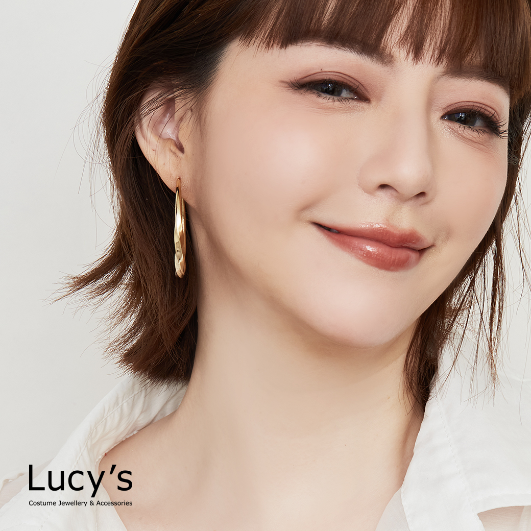 扭曲圓圈 圈型耳環 (二色) (124763/124764)