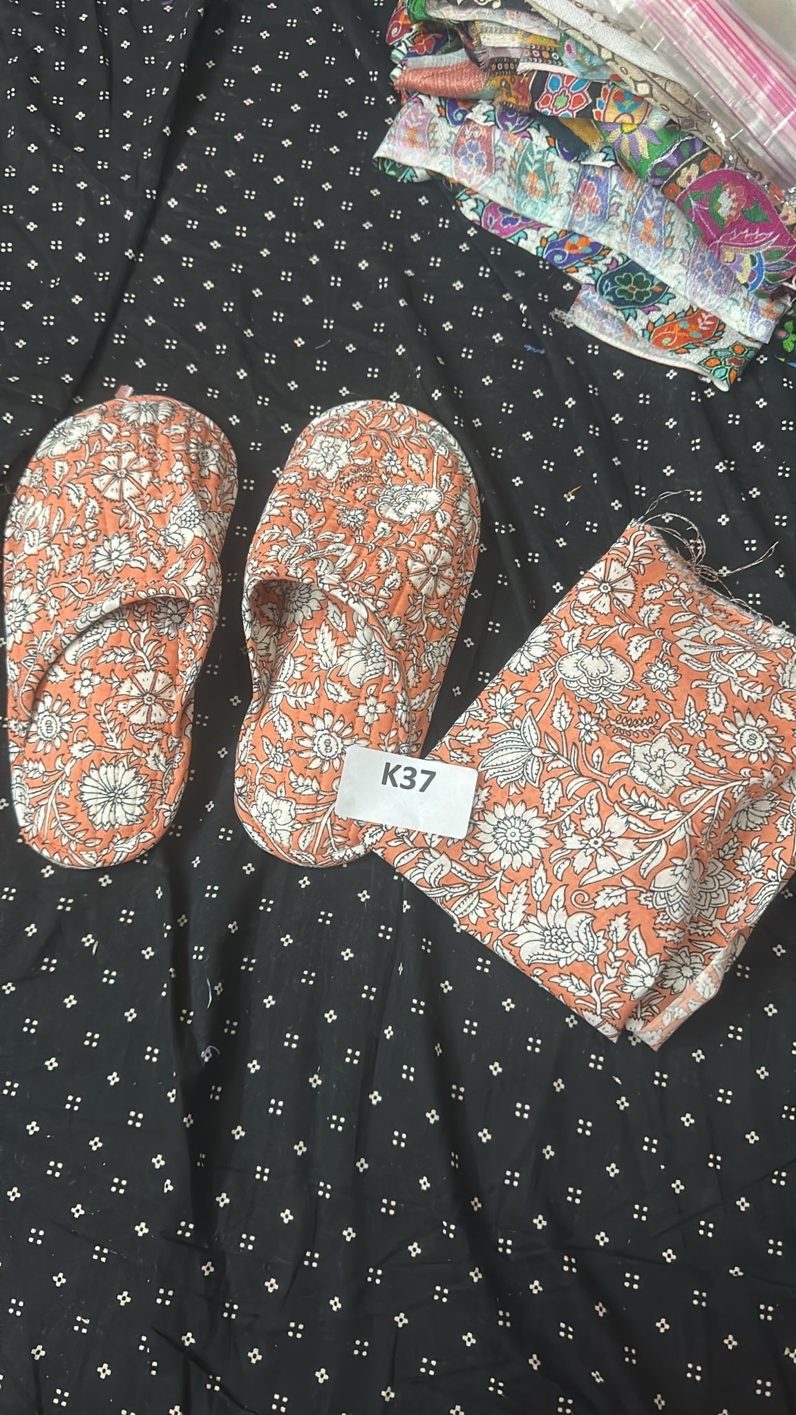 [訂貨](印度直送大約3-5星期)Blockprint旅行拖鞋連埋個 PINK K37 (1023live)