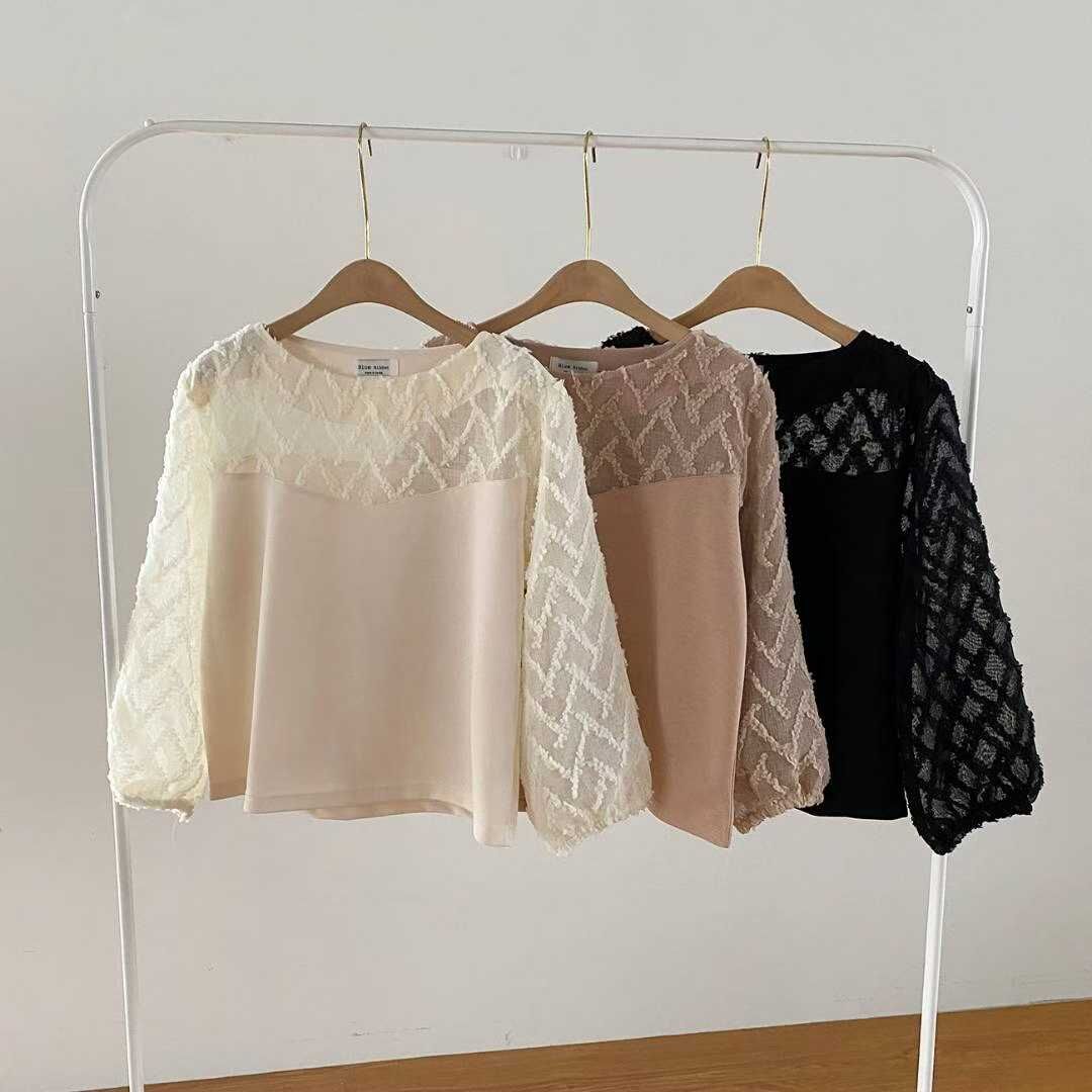 BR5150 異材質個性織紋拼接上衣