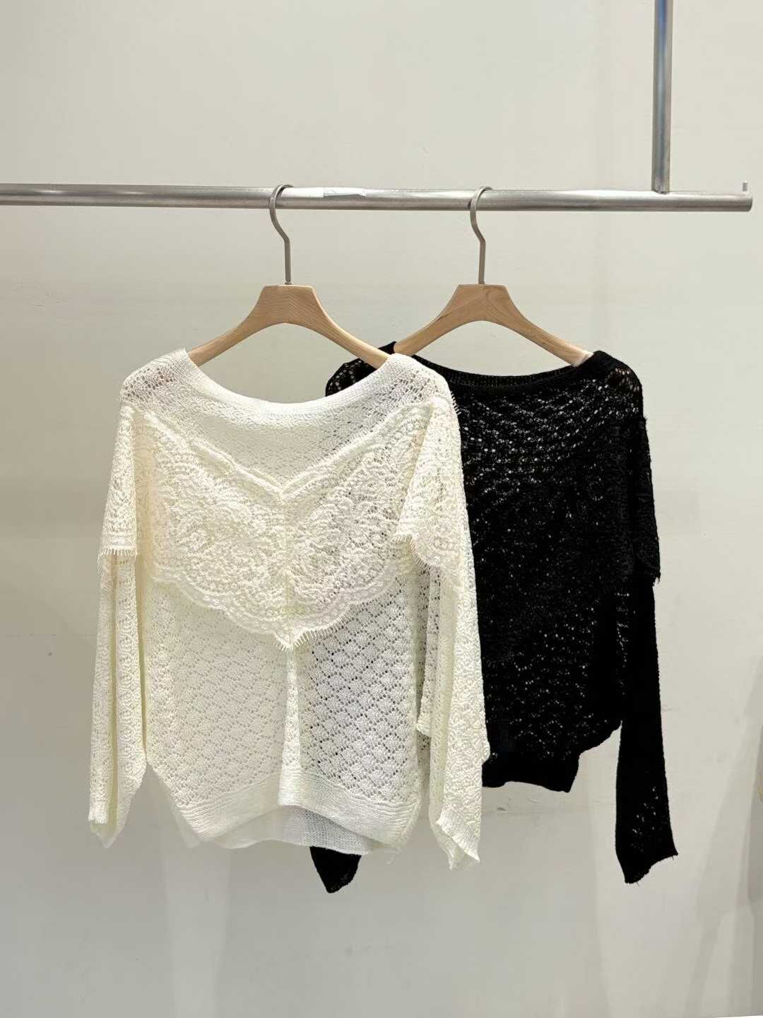 BR5151 度假風針織紋鏤空上衣