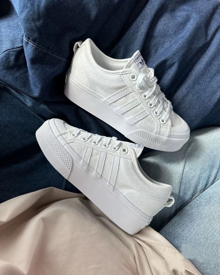 【現貨】Adidas Originals Nizza Platform 防滑耐磨厚底板鞋 白色 FV5322