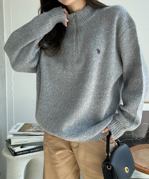 <線上SALE❤️‍🔥>U.S. POLO ASSN.xAda. 針織半拉鍊毛衣