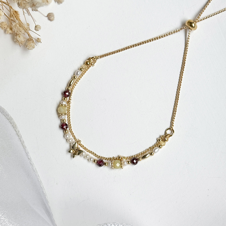 生日花 • 柒月貳壹 • 美洲百合 – 黃蛋白石 – 手鍊