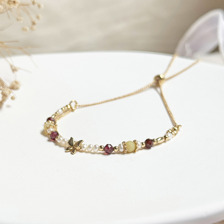 生日花 • 柒月貳壹 • 美洲百合 – 黃蛋白石 – 手鍊