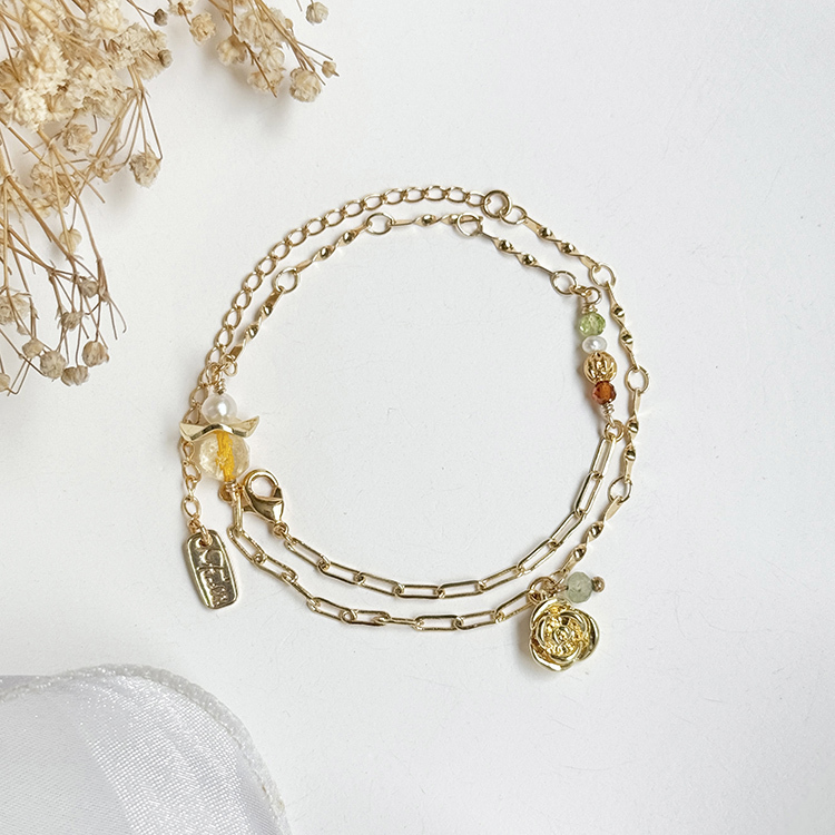 生日花 • 柒月伍 • 黃玫瑰 – 黃水晶 – 手鍊