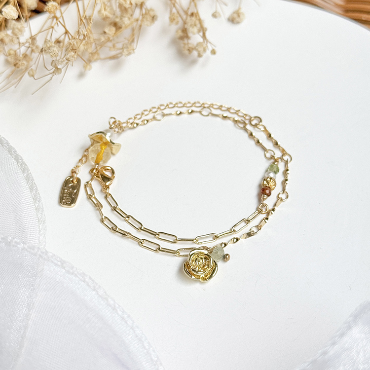 生日花 • 柒月伍 • 黃玫瑰 – 黃水晶 – 手鍊