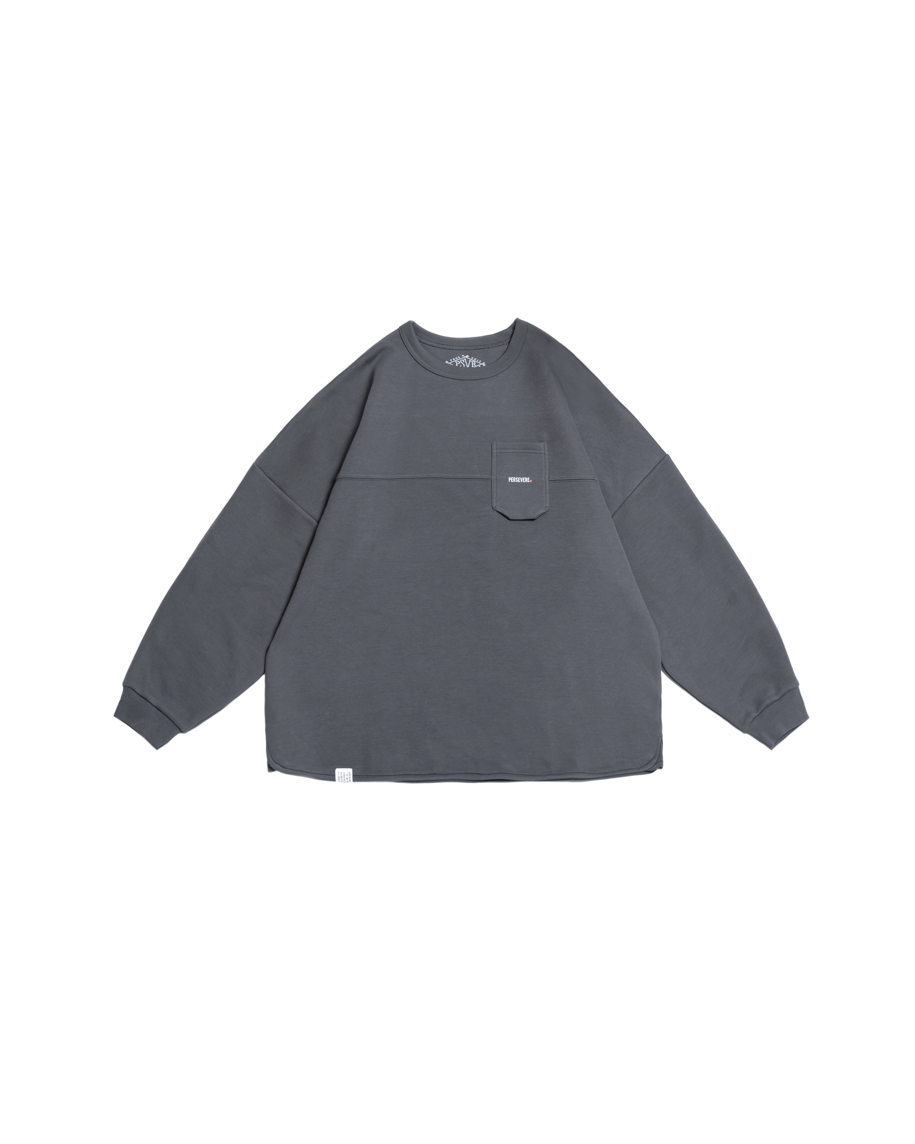 Persevere trimmed classic L/S pocket T-shirt - Grey