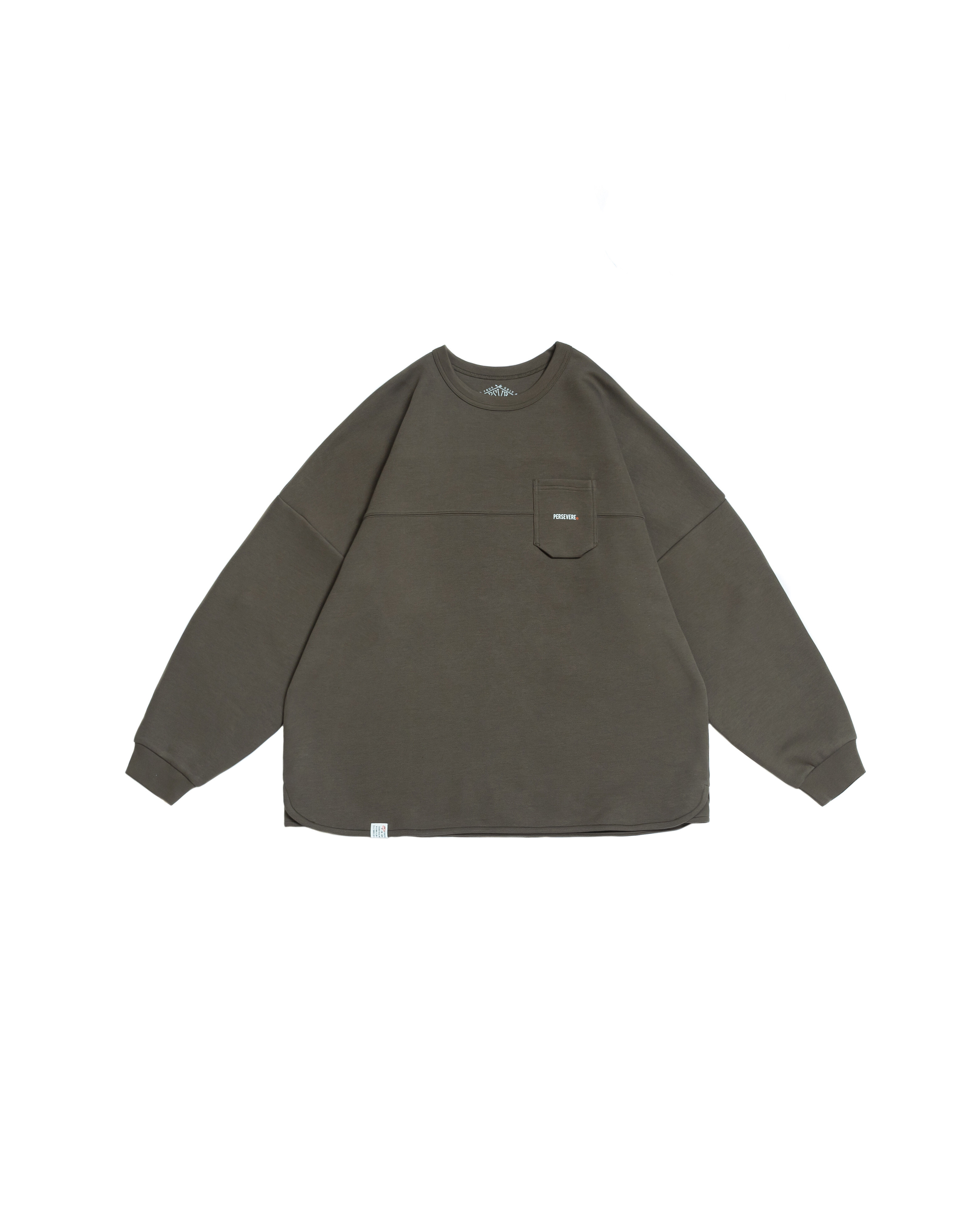 Persevere trimmed classic L/S pocket T-shirt - Olive