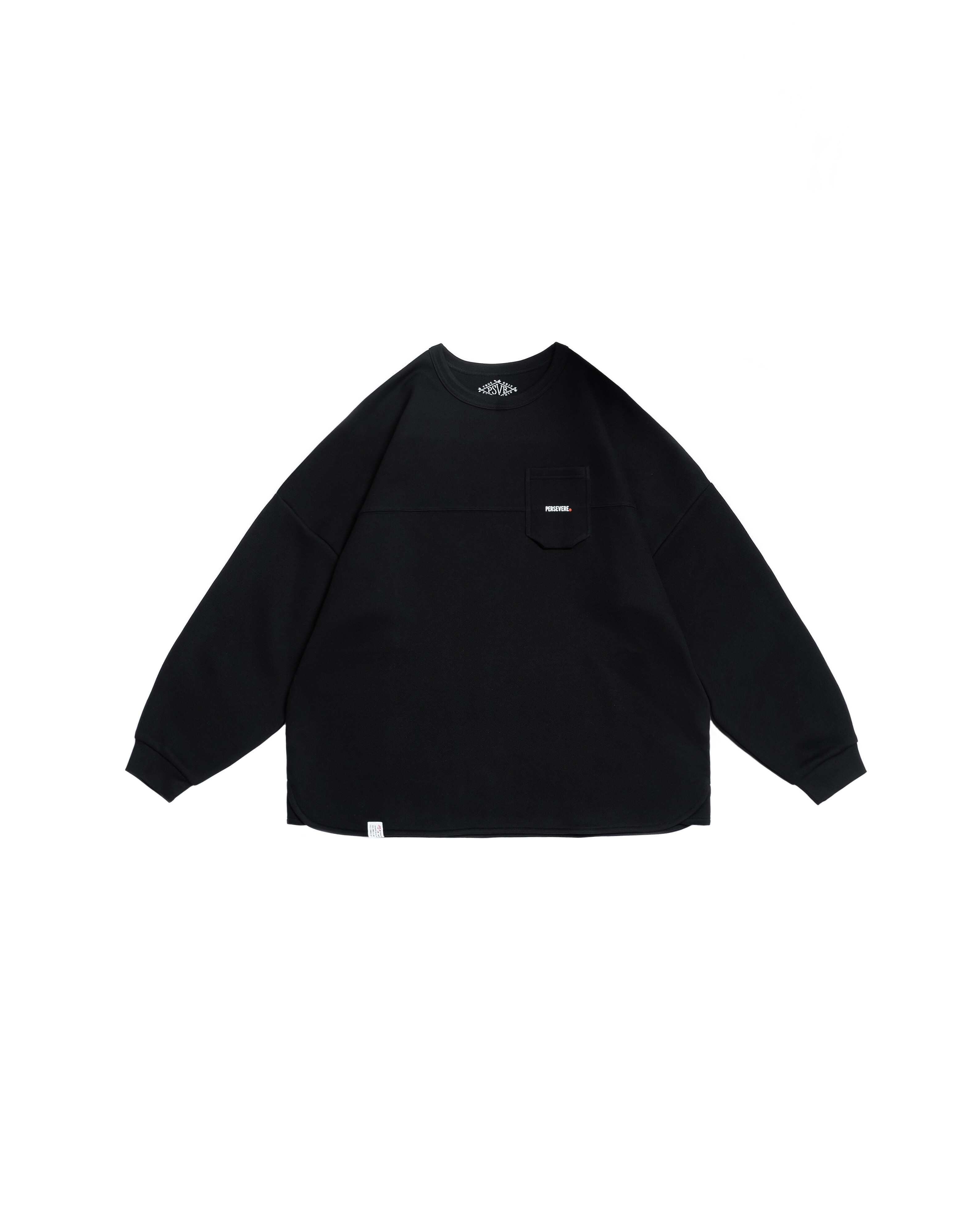 Persevere trimmed classic L/S pocket T-shirt - Black