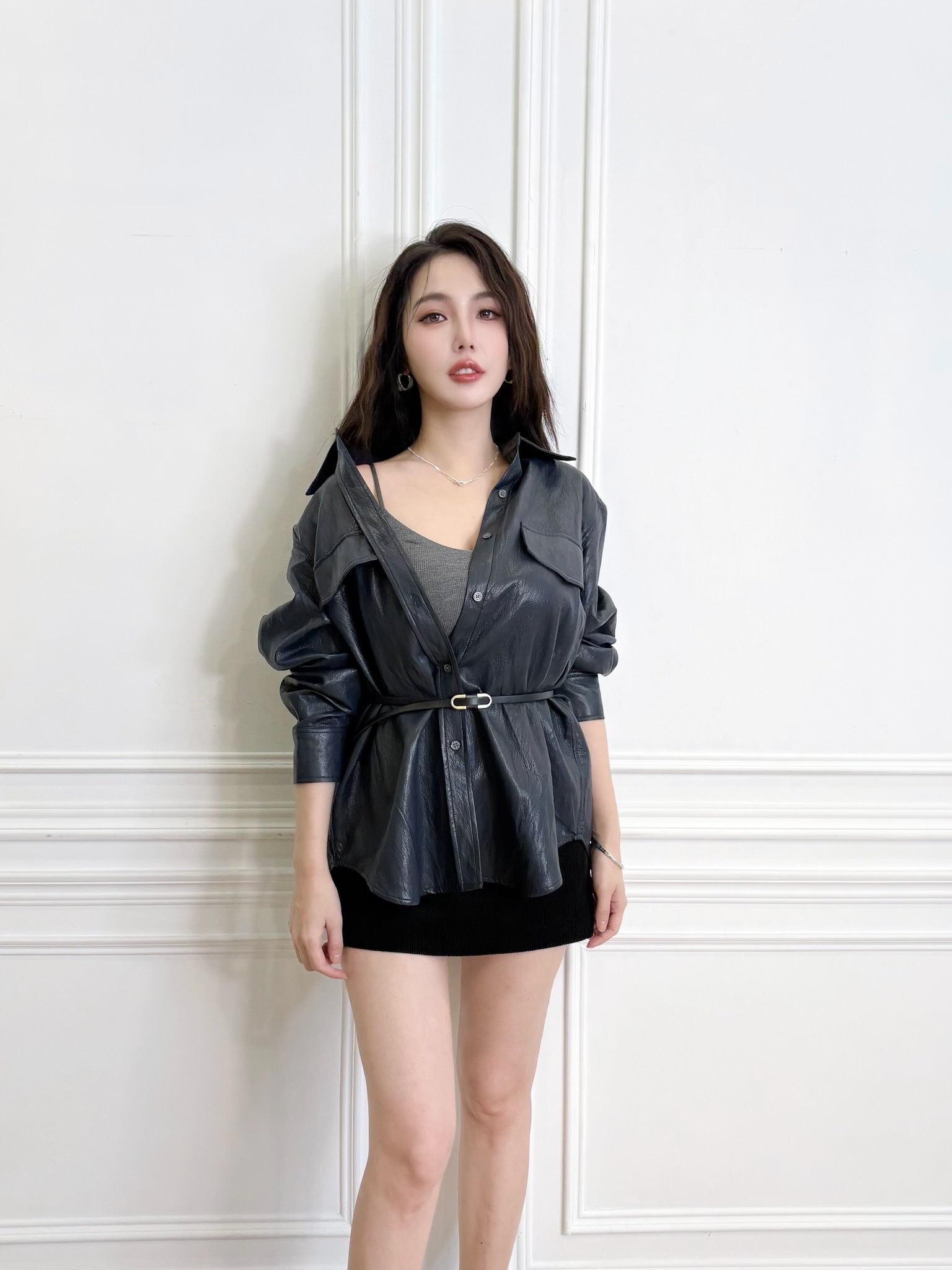 (率性女團風!)蜜桃絨A字短褲裙