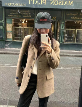 ᴷᴼᴿᴱᴬ 正韓🇰🇷溫柔氣質奶杏毛呢短版外套(兩色)