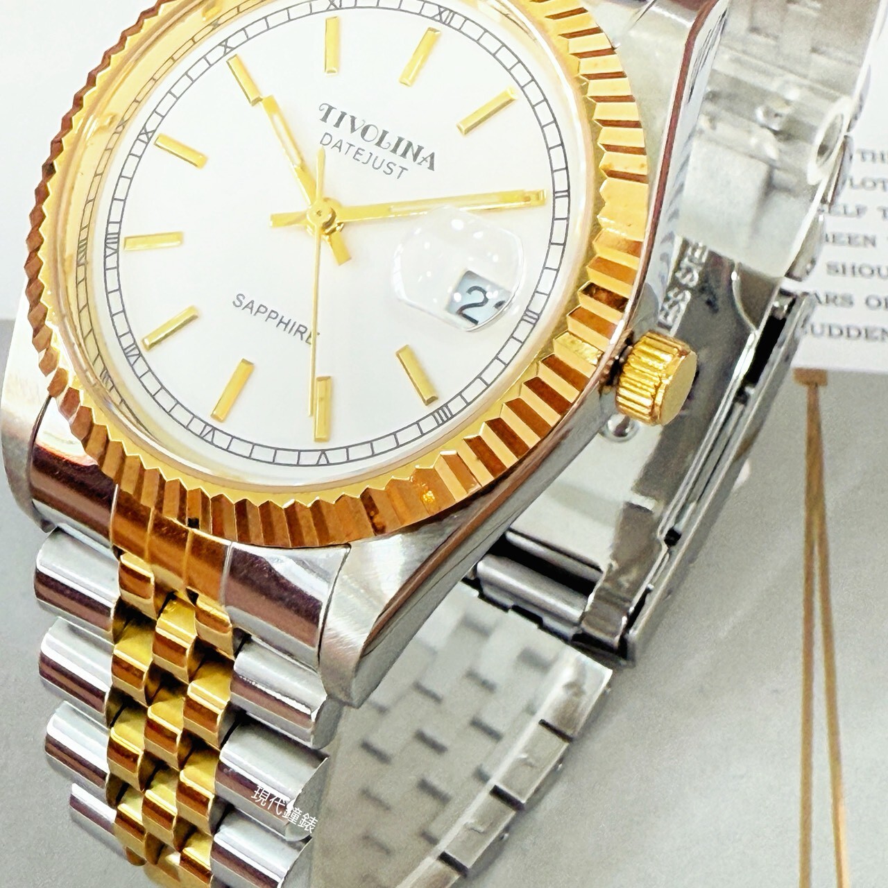 【TIVOLINA 小紅帽】蠔式奢華半金雙色錶帶腕錶MAT3693-W 36mm 現代鐘錶