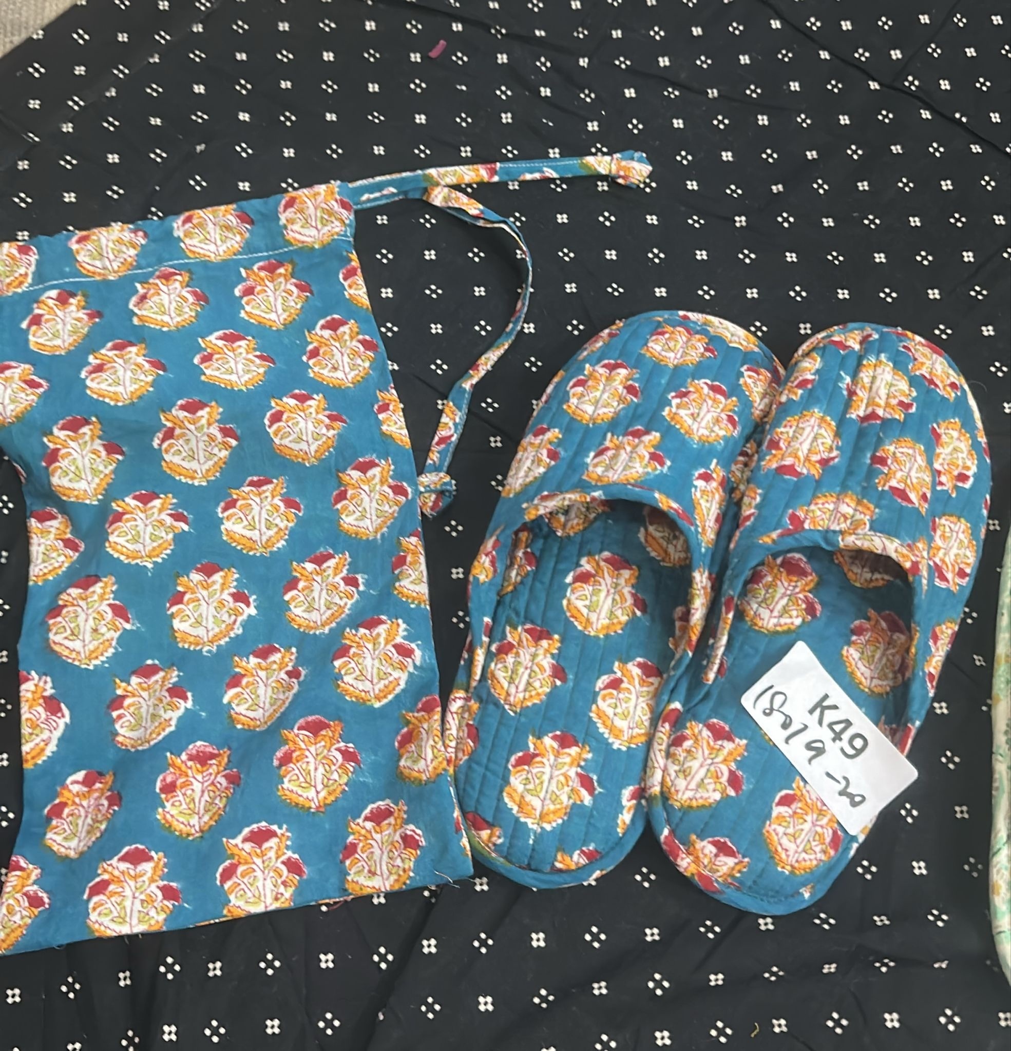 [訂貨](印度直送大約3-5星期)Blockprint旅行拖鞋連埋個 BLU K49 (1023live)