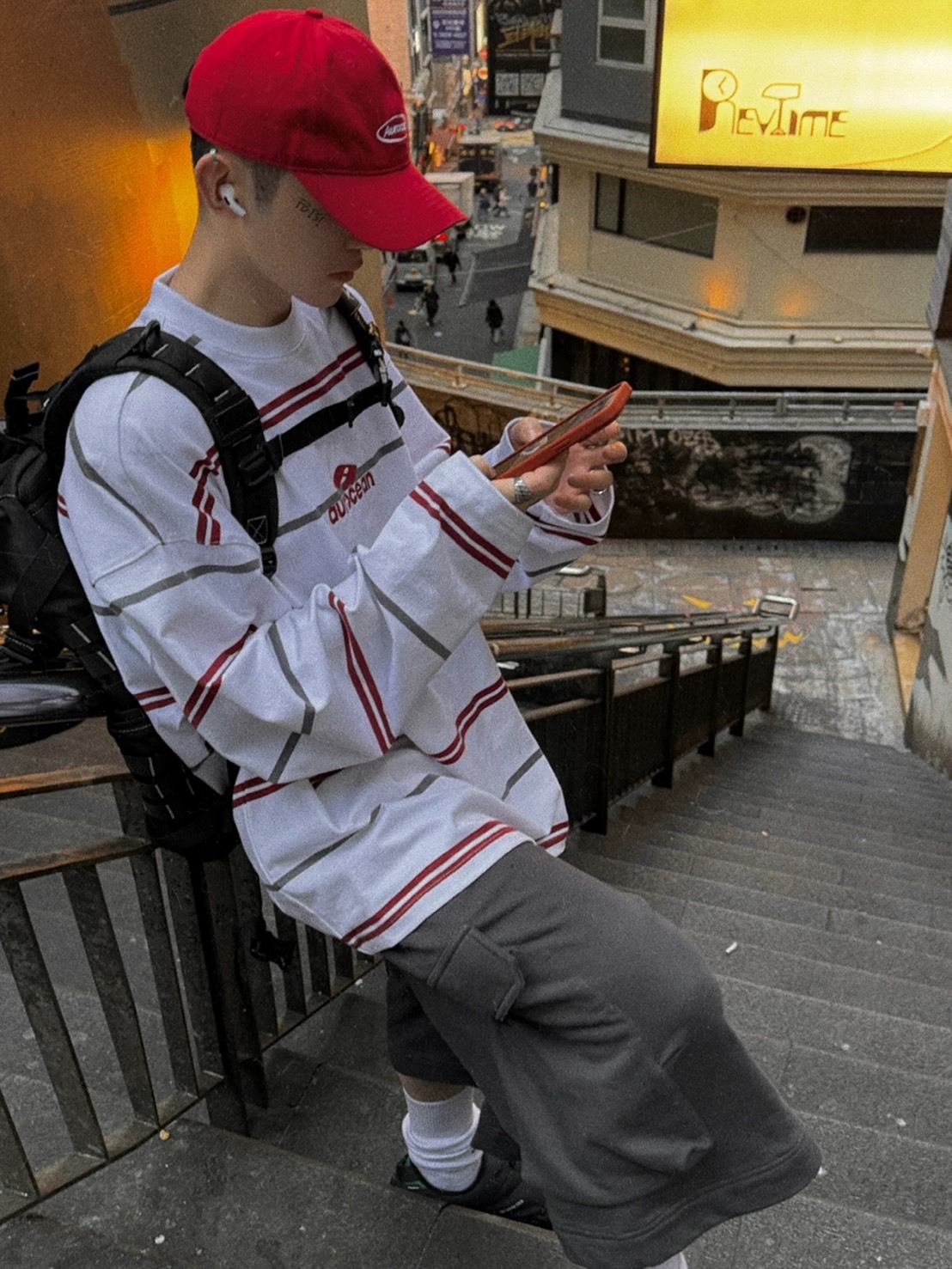 Aurocean 少年感 寬條紋 長袖上衣