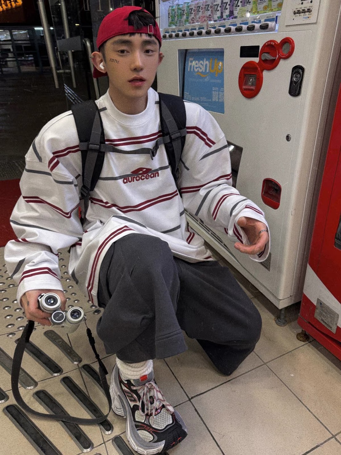 Aurocean 少年感 寬條紋 長袖上衣