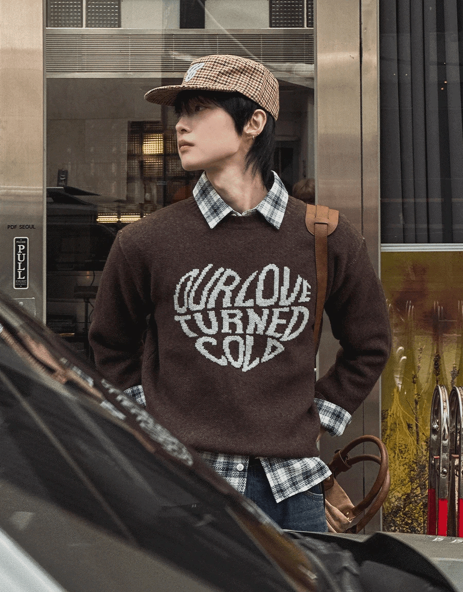 心型提花針織衫