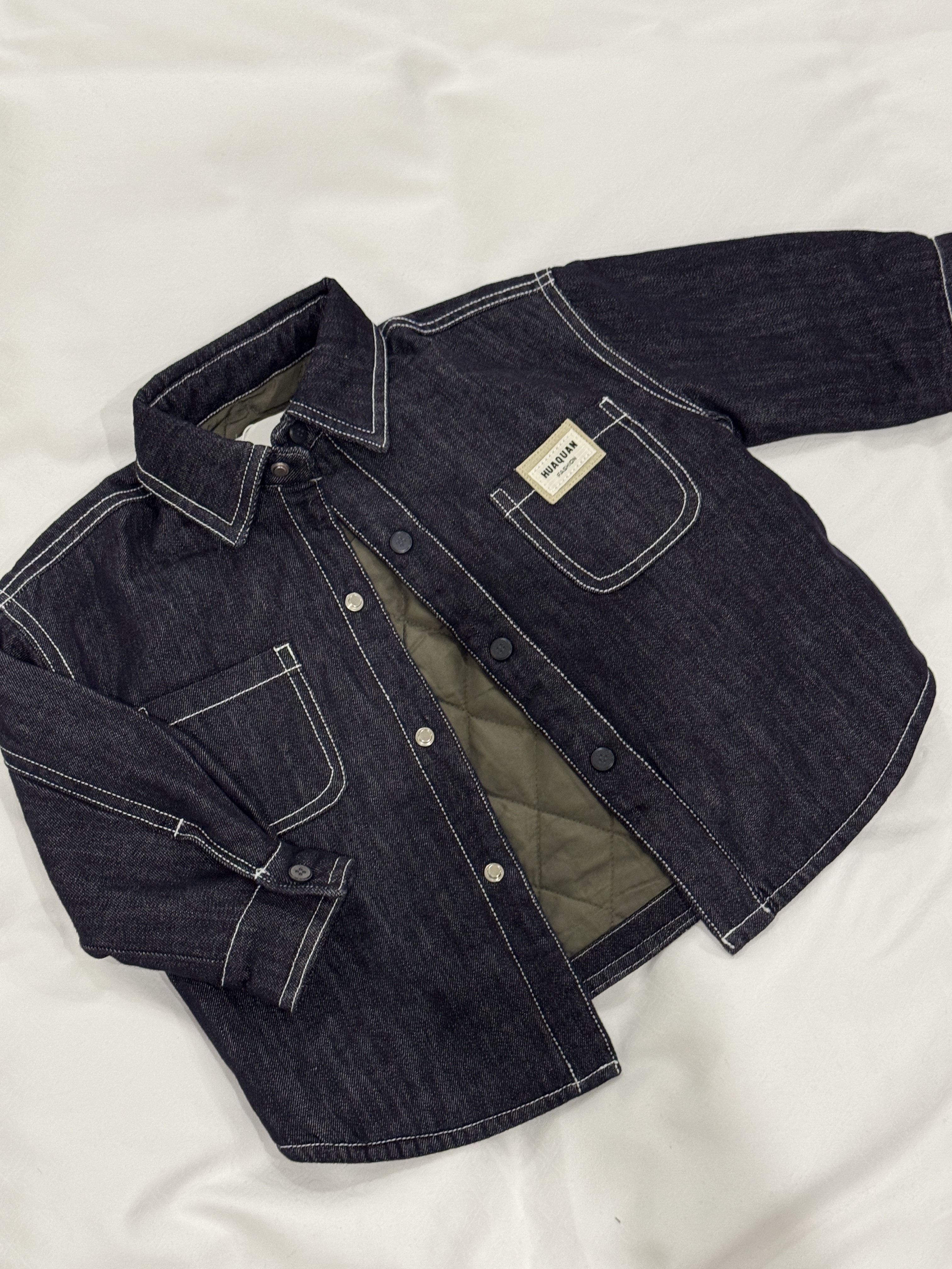 A03250鋪棉皮標原色牛仔襯衫