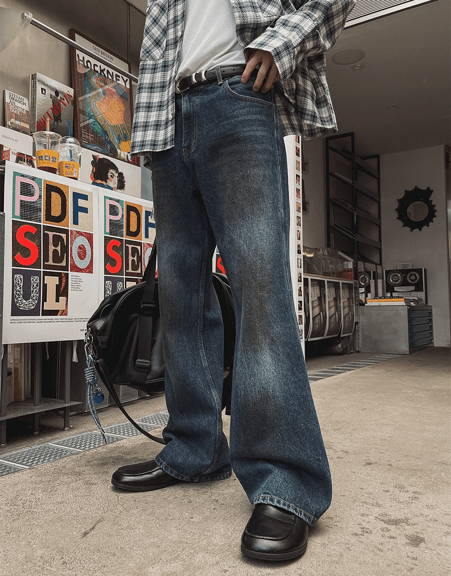 髒洗設計喇叭牛仔褲