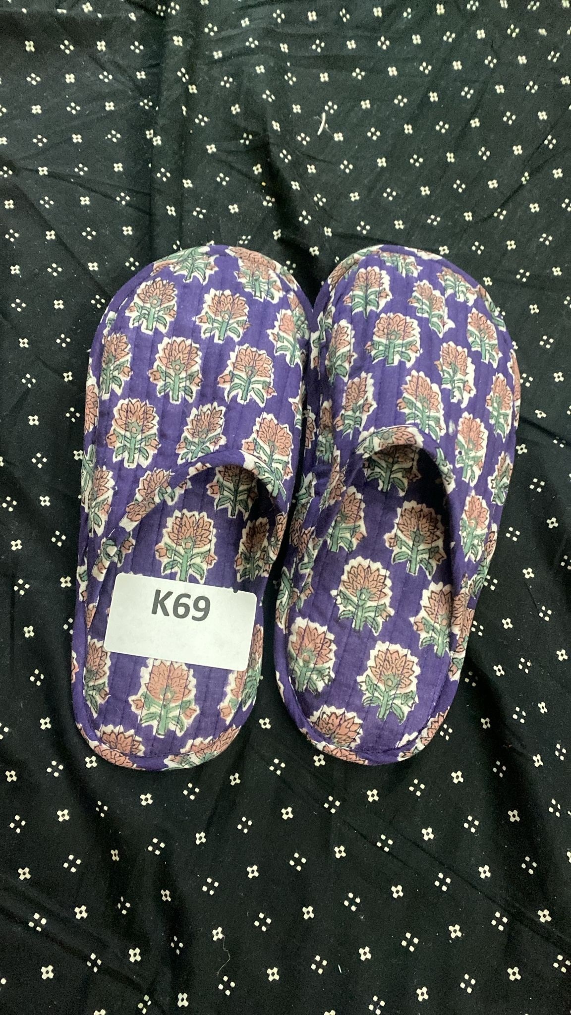 [訂貨](印度直送大約3-5星期)Blockprint旅行拖鞋連埋個  Purple K69 (1023live)