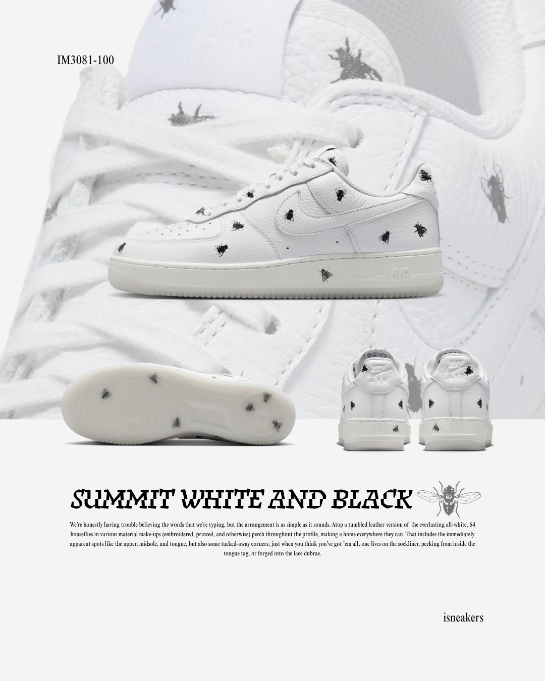 iSNEAKERS｜Nike Air Force 1 Low Retro "Houseflies" 白色蒼蠅 萬聖節 IM3081-100