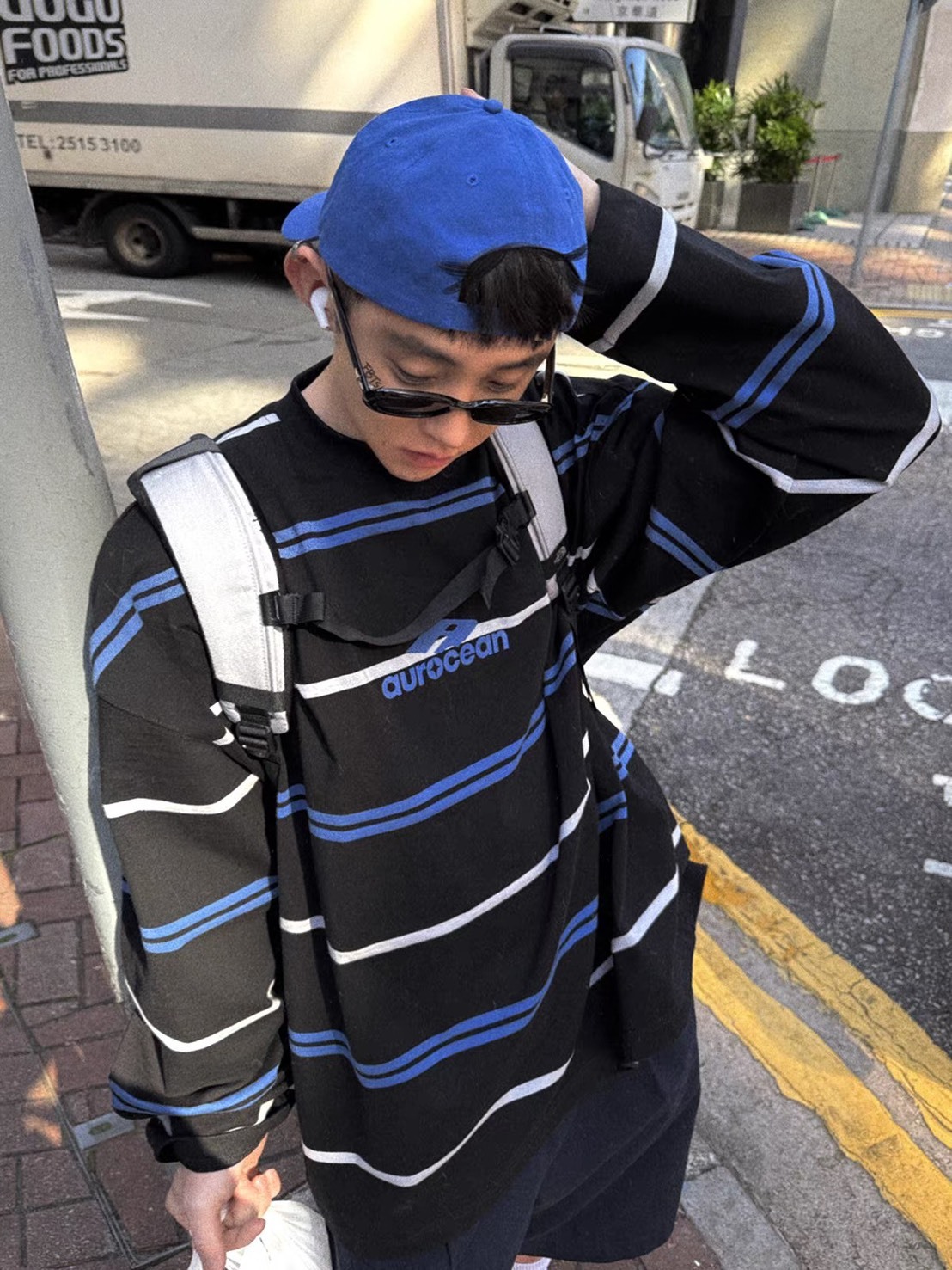 Aurocean 少年感 寬條紋 長袖上衣