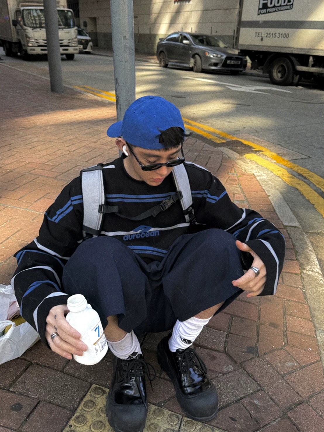 Aurocean 少年感 寬條紋 長袖上衣