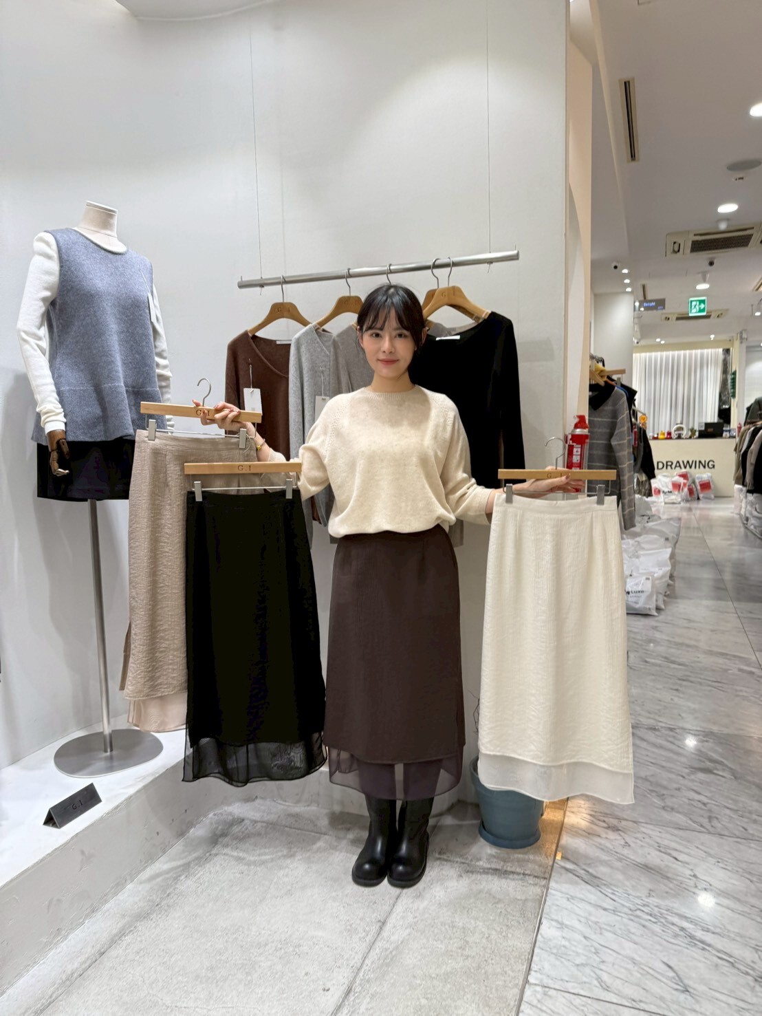 GI5111 雙層後橡筋雪紡裙