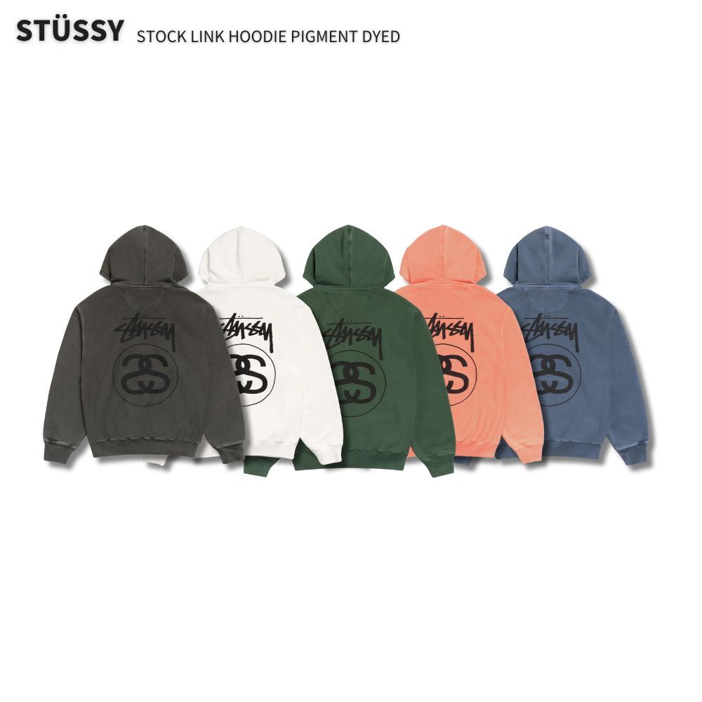 "代購" Stussy 25FW STOCK LINK HOODIE PIGMENT DYED 水洗 帽T 雙S