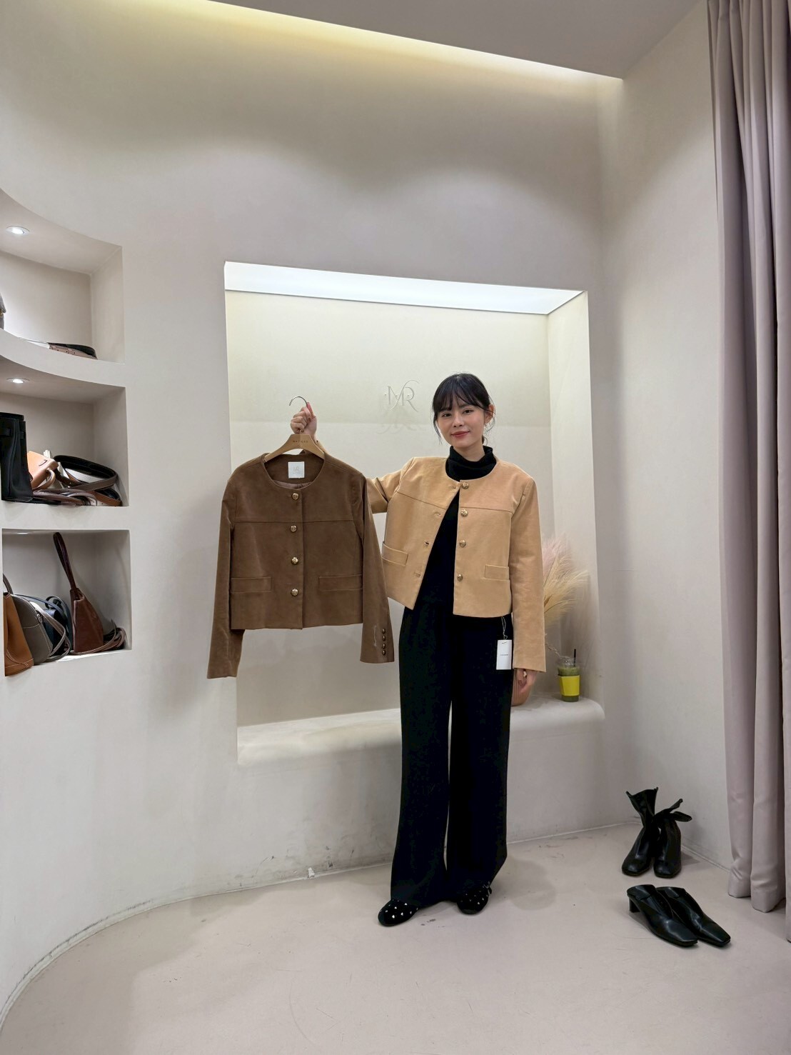 MA5120 仿麂皮小圓領外套