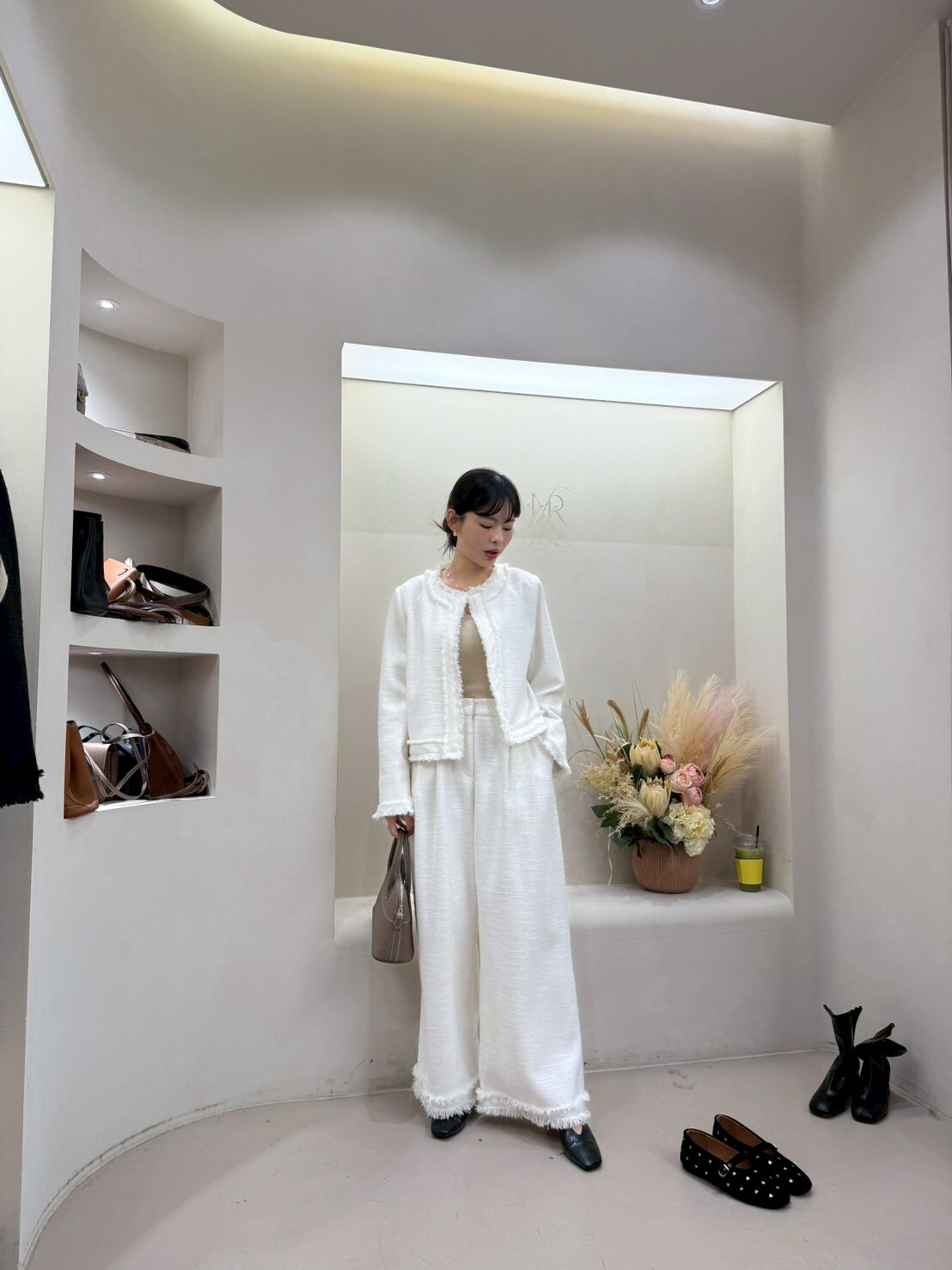 MA5114 混羊毛小香流蘇邊直筒褲