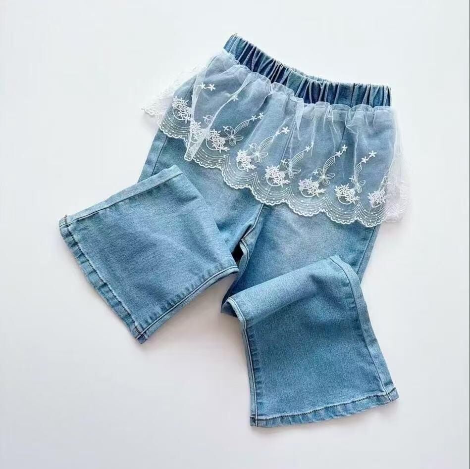 日單 mamaraku x sanamama yui 蕾絲牛仔褲