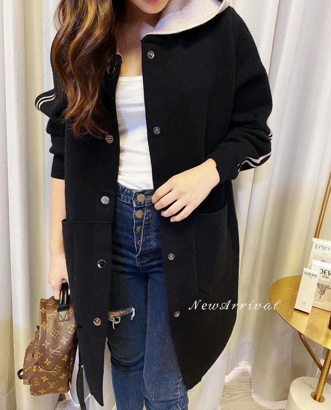 【質感超好的羊絨連帽長版外套】（現貨）