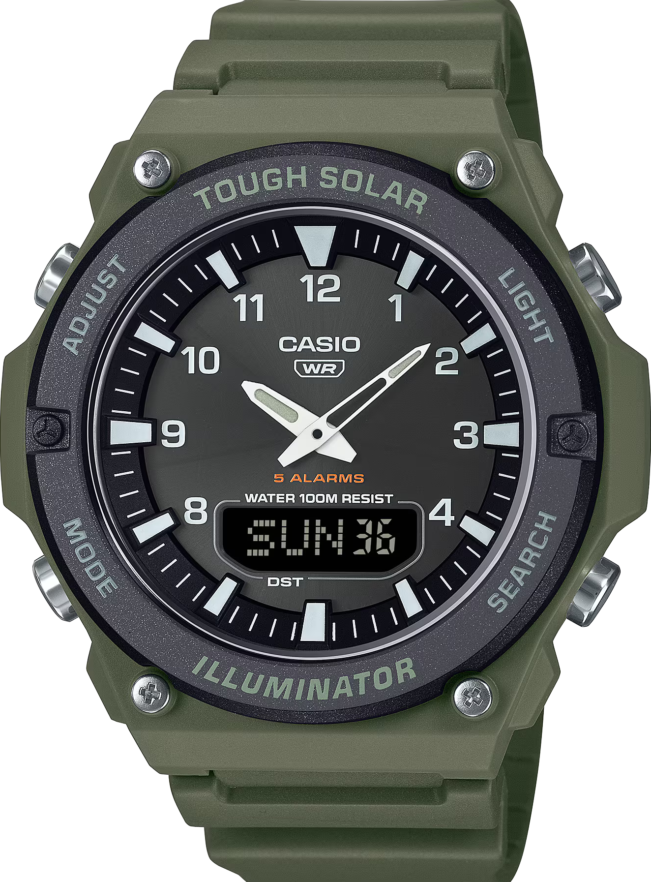 萬年鐘錶 - CASIO  卡西歐  太陽能運動休閒雙顯男錶 AQ-S820W-3B  錶徑 : 50.1MM