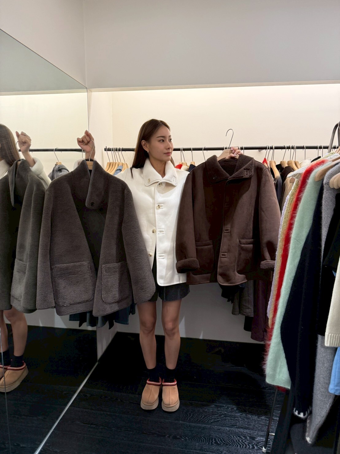 OB5122 毛毛樽領雙口袋外套