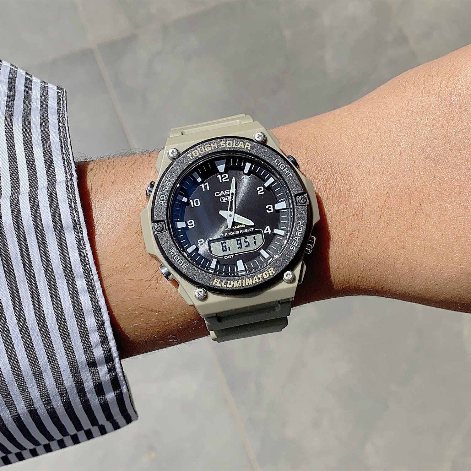 萬年鐘錶 - CASIO  卡西歐  太陽能運動休閒雙顯男錶 AQ-S820W-5A 錶徑 : 50.1MM