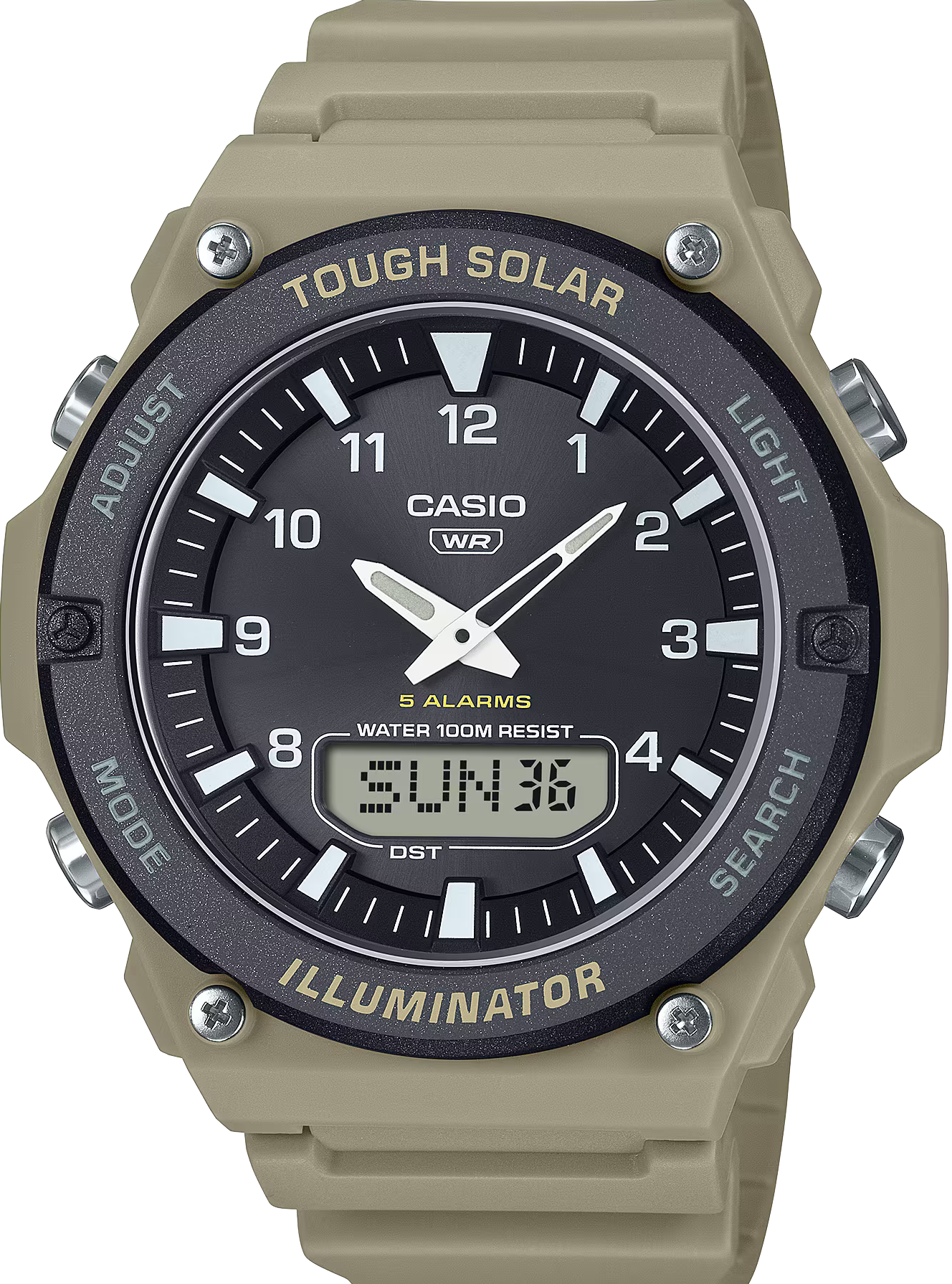 萬年鐘錶 - CASIO  卡西歐  太陽能運動休閒雙顯男錶 AQ-S820W-5A 錶徑 : 50.1MM