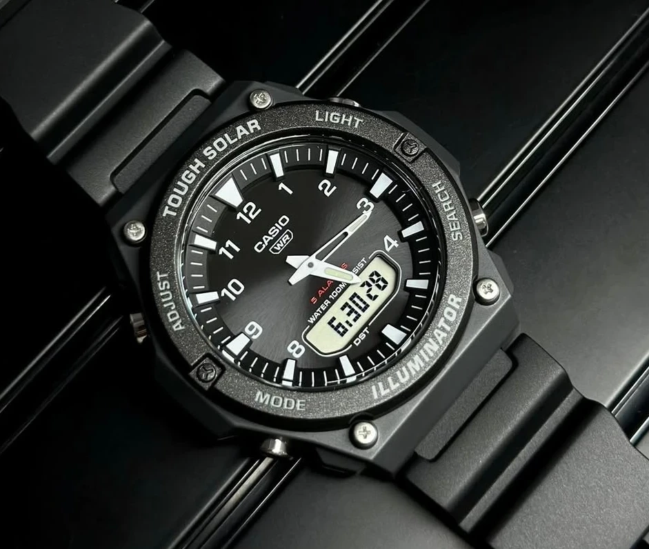 萬年鐘錶 - CASIO  卡西歐  太陽能運動休閒雙顯男錶 AQ-S820W-1A 錶徑 : 50.1MM