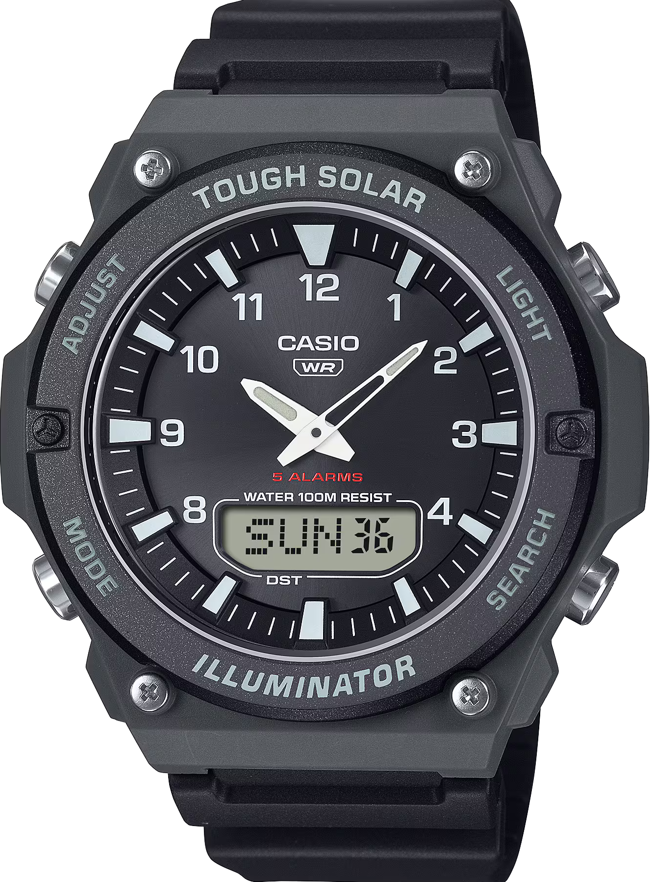 萬年鐘錶 - CASIO  卡西歐  太陽能運動休閒雙顯男錶 AQ-S820W-1A 錶徑 : 50.1MM