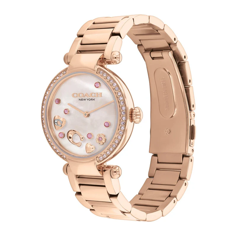 萬年鐘錶 -  COACH 錶  珍珠貝面盤經典玫瑰金女錶 14504266  錶徑34MM