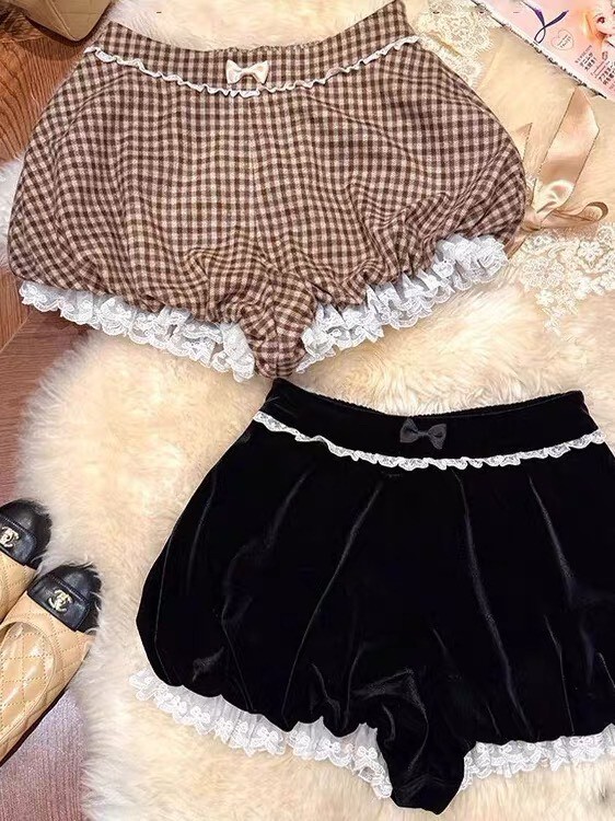 設計師家褲頭小蝴蝶結後鬆緊花苞褲