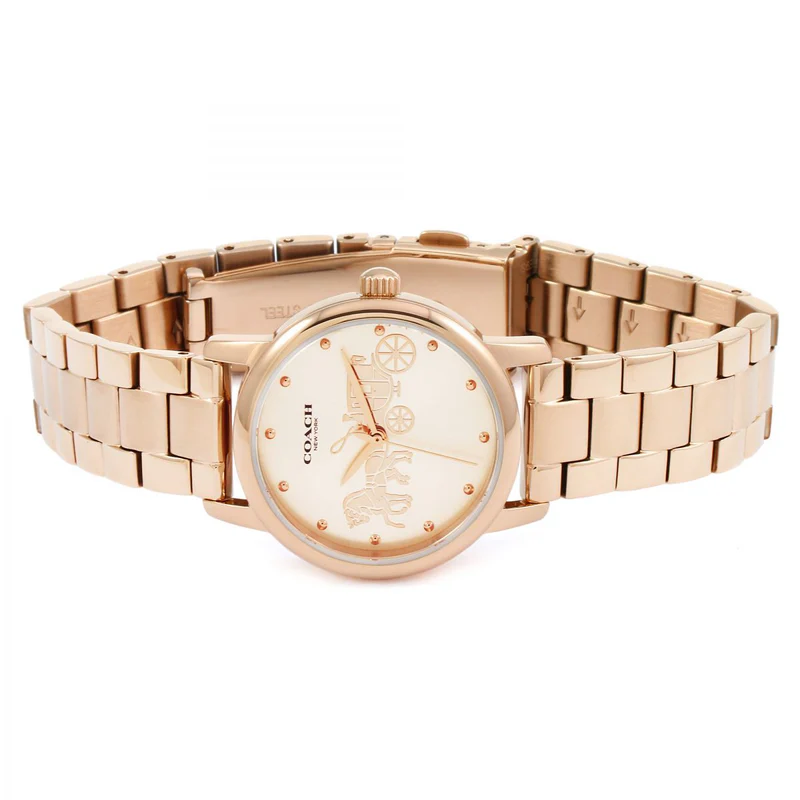 萬年鐘錶 -  COACH 錶  經典馬車LOGO玫瑰金女錶 14502977  錶徑28MM