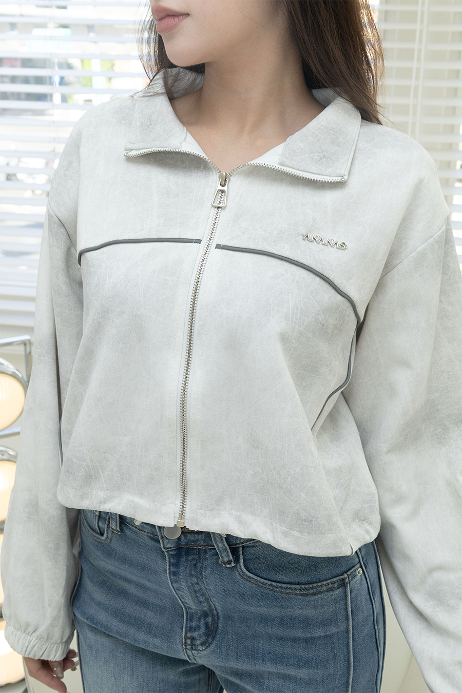 [ Ananas自訂款✨] 暈染抽繩雙拉鍊外套