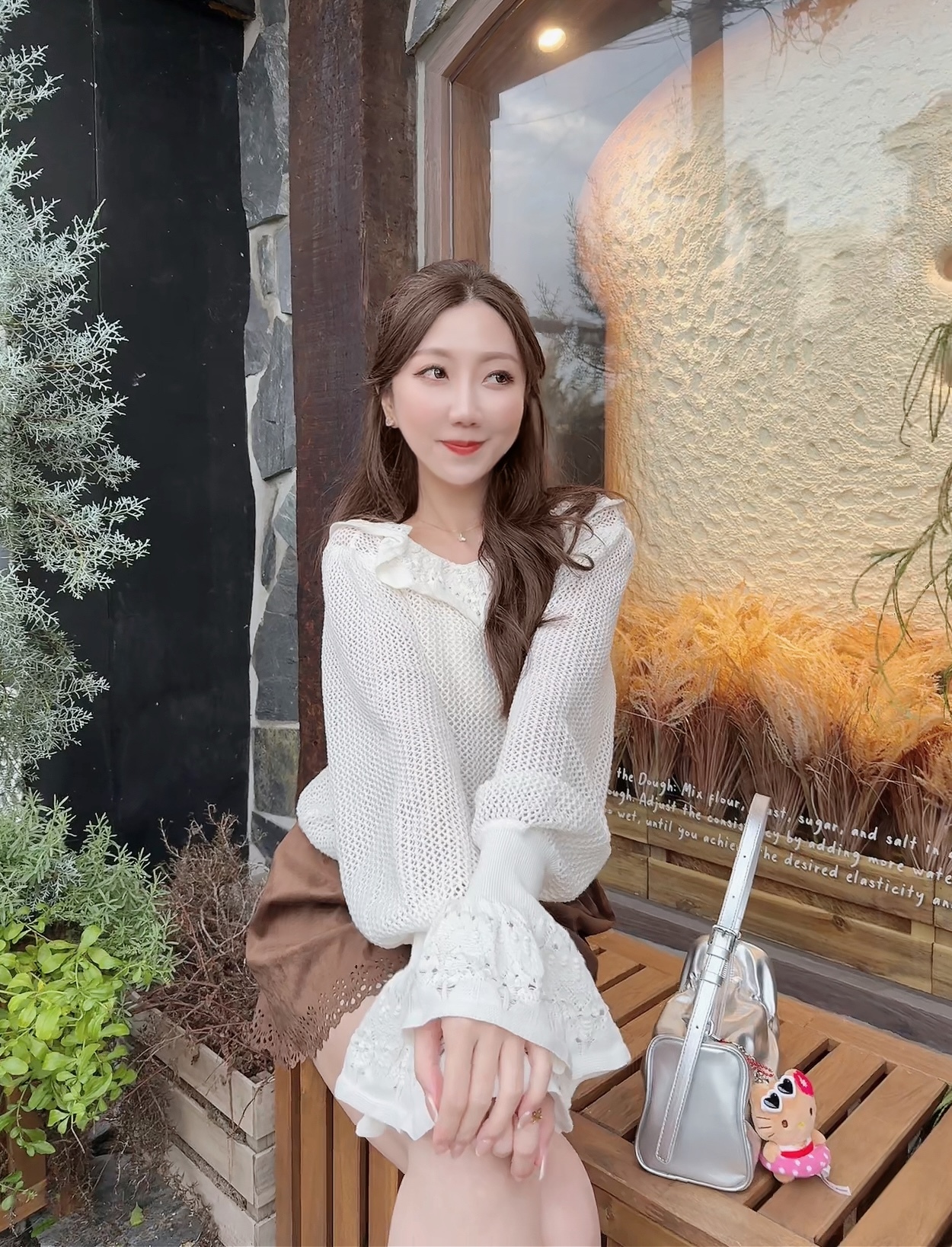 *PREMIUM DESIGNER BRAND* THE CROCHET MERMAID SLEEVES KNIT TOP KR 1020