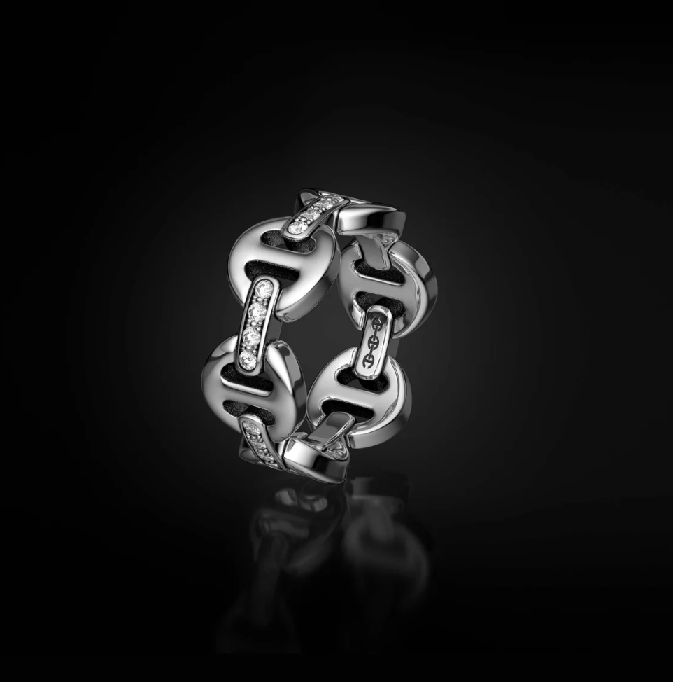 HB005D-SSWD DAME CLASSIC TRI LINK 帶鑽石戒指