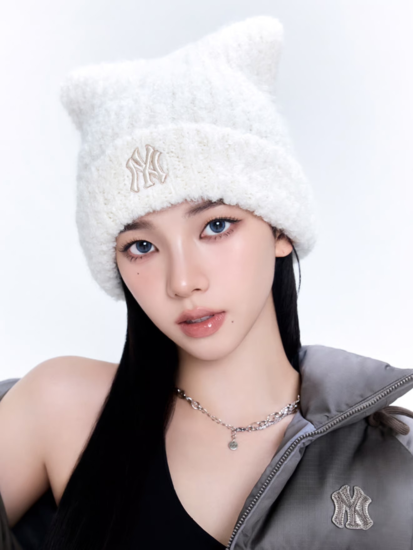 【Luxury】 現貨 MLB & KARINA 聯名 젤리 언스트럭쳐  🇰🇷韓國限定款 貓耳帽 折耳帽 毛帽 冬季單品 針織帽 毛線編織