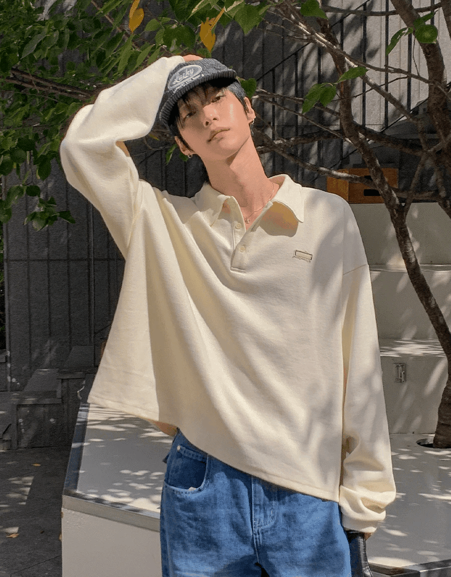 純色短款翻領T恤