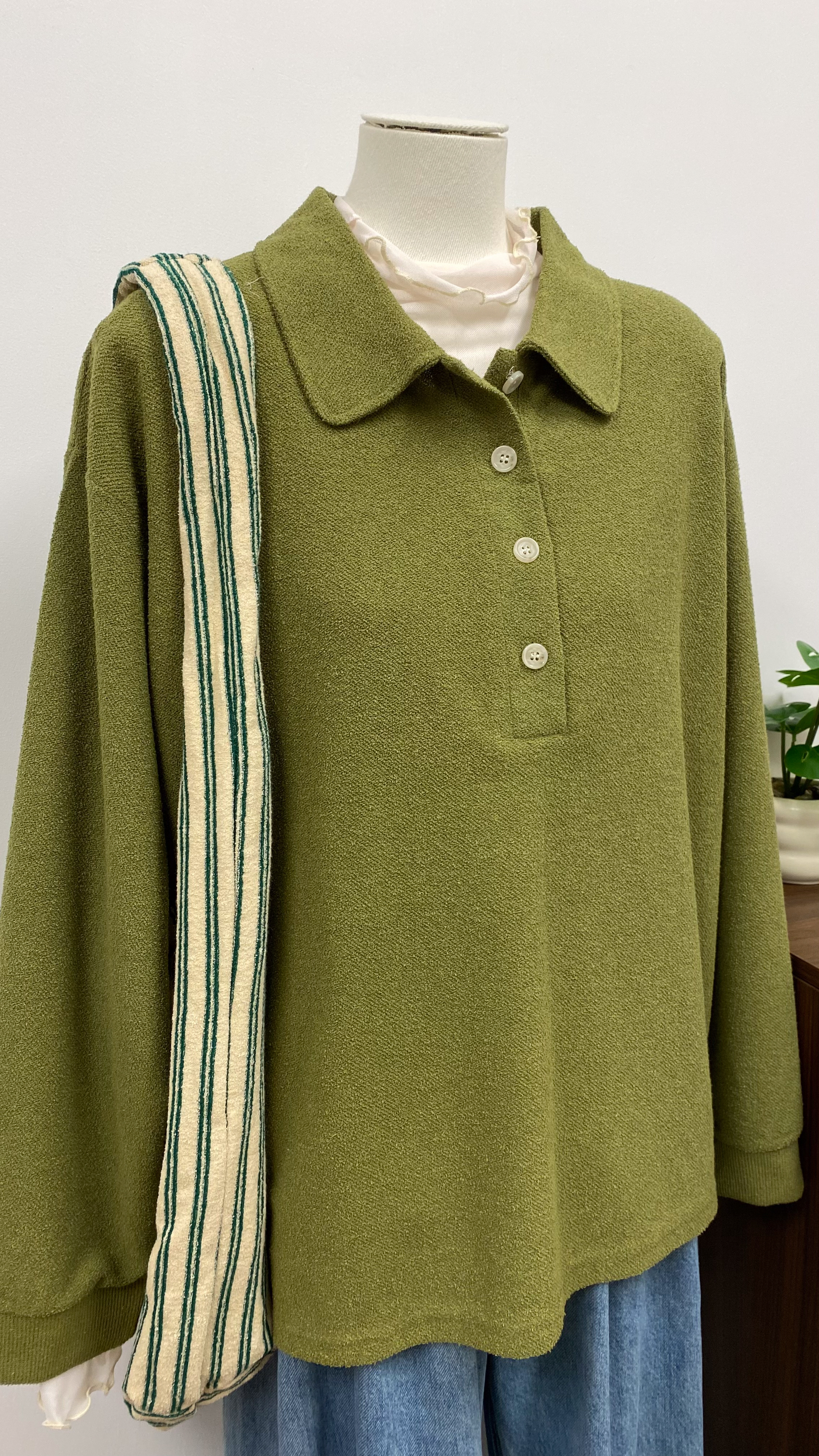 毛巾料POLO TOP(綠/灰)