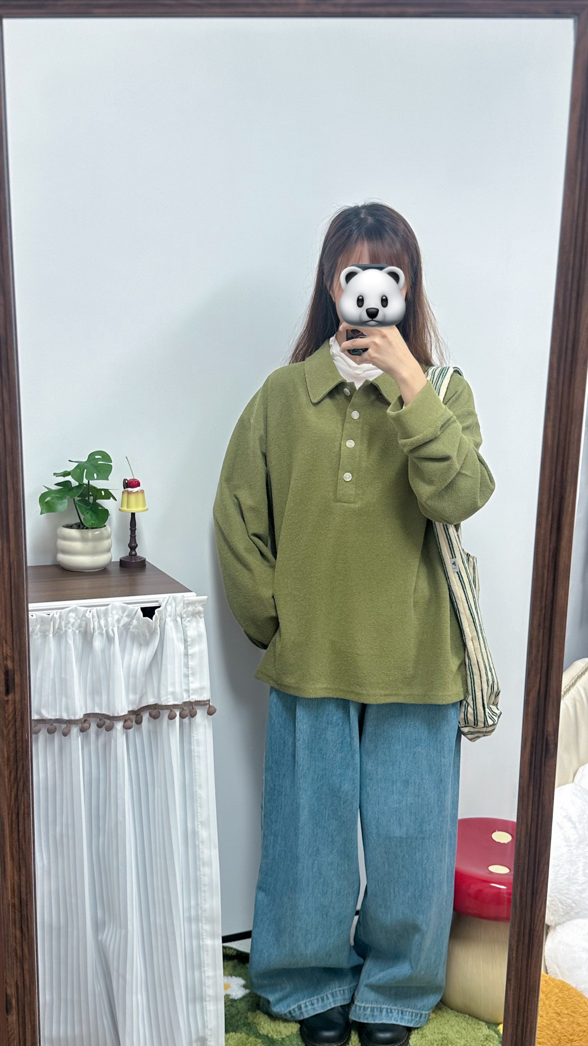 毛巾料POLO TOP(綠/灰)