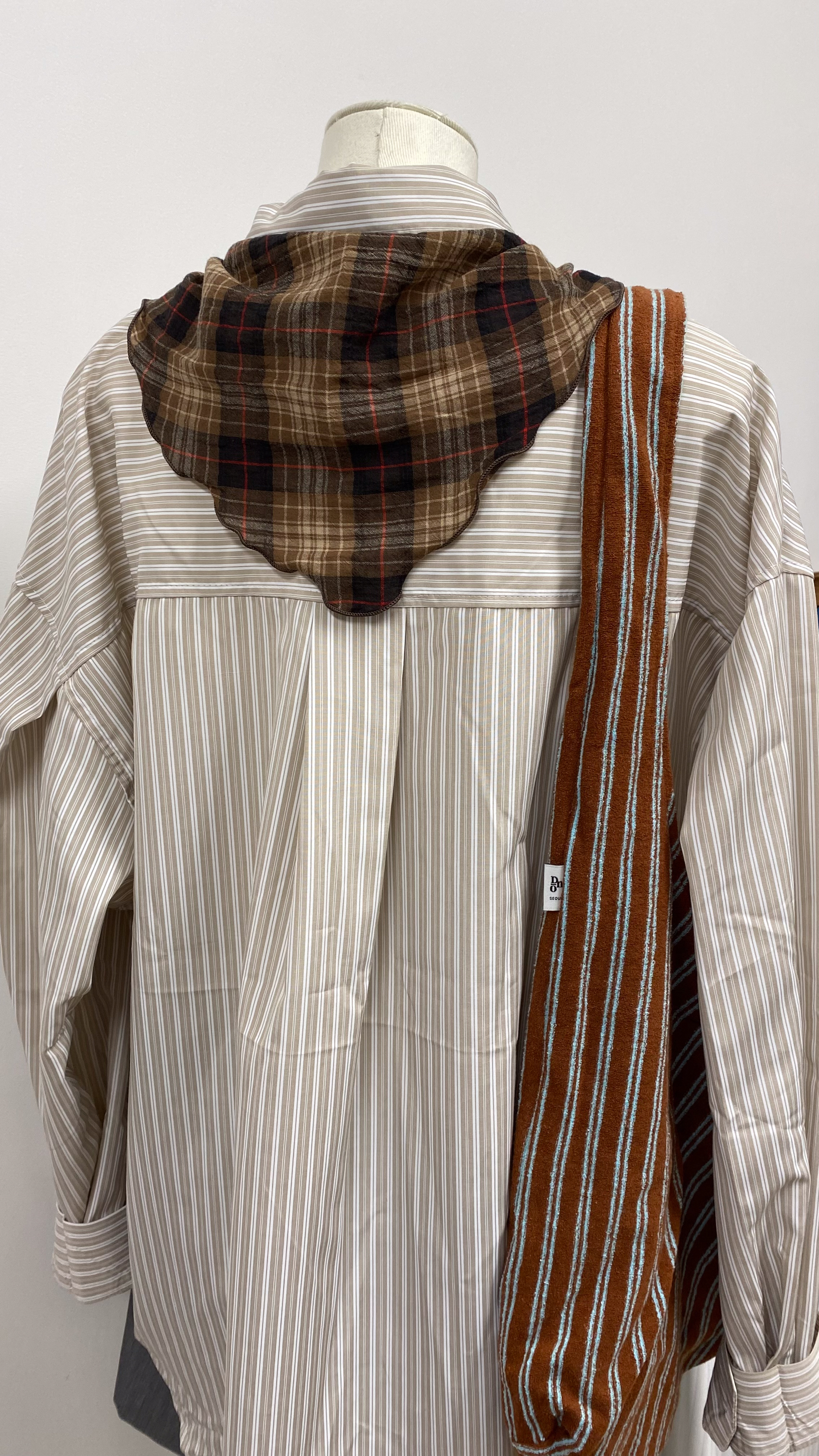 毛布料直間tote bag (綠/啡)