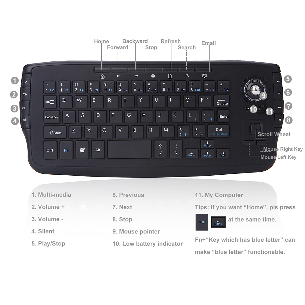 2.4G無線軌跡球鍵盤 Wireless Trackball Keyboard